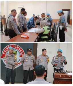 Sidak gabungan Bidpropam Polda Jatim dan Sipropam Polres Jombang, Periksa Senpi dan Tes Urine Personel Polres Jombang