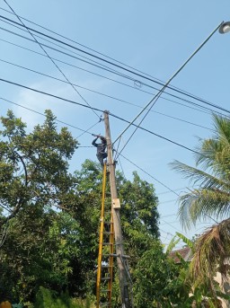 PLN Icon Plus Menata Kabel di Tiang PLN Kota Surabaya Guna Menjaga Keandalan Layanan