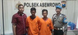 Rusak Gembok Pagar 2 orang Pelaku Curanmor Berhasil di Amankan Unit Reskrim Polsek Asemrowo.