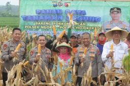 Polres Mojokerto Panen Raya Jagung Hasil Olah Lahan Tidur untuk Ketahanan Pangan
