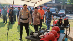 Perkuat Kolaborasi Hadapi Kekeringan dan Karhutla, Polres Jombang Gelar Apel Siaga Bencana
