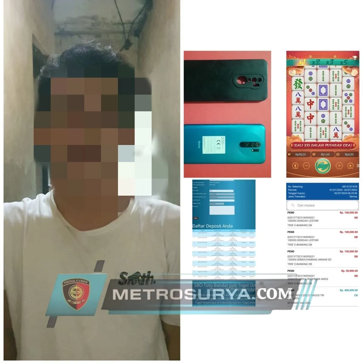 Terjerumus Judi Online Karyawan Cleaning Servis Digelandang Polisi