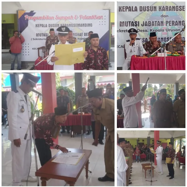 kades H.Muh Zaini Melantik Kasun Karangsemanding Sekaligus Reposisi Lima Perangkat Desa
