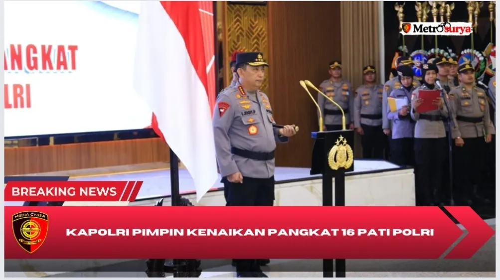 Kapolri Jenderal Listyo Sigit Prabowo memimpin Korps Raport atau upacara kenaikan pangkat 16 perwira tinggi (pati) di Rupattama