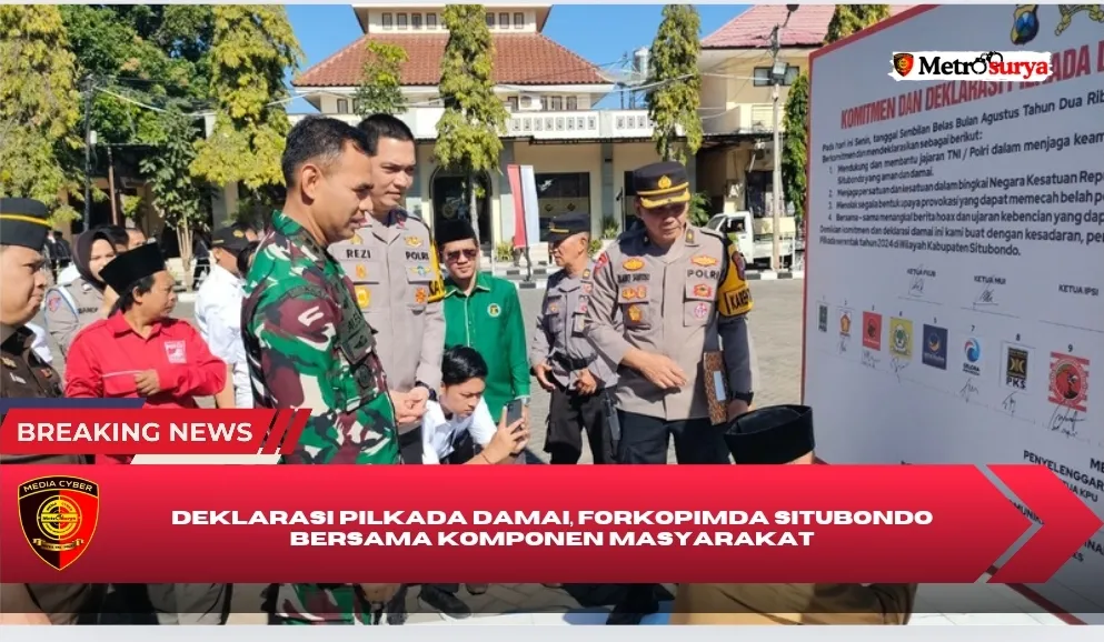 Deklarasi Pilkada Damai, Forkopimda Situbondo bersama Komponen Masyarakat Bersatu Jaga Persatuan