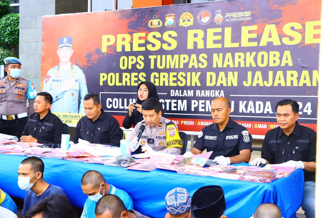 Operasi Tumpas Narkoba Semeru 2024, Polres Gresik Berhasil Amankan 39 Tersangka Pengedar Sabu dan Okerbaya