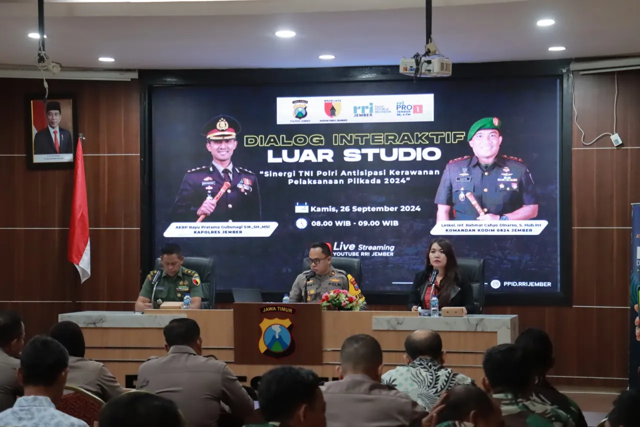 Cooling System, Polres Jember dan Kodim 0824 Gandeng Media Gelar Dialog Interaktif Sinergitas TNI-Polri Pam Pilkada 2024