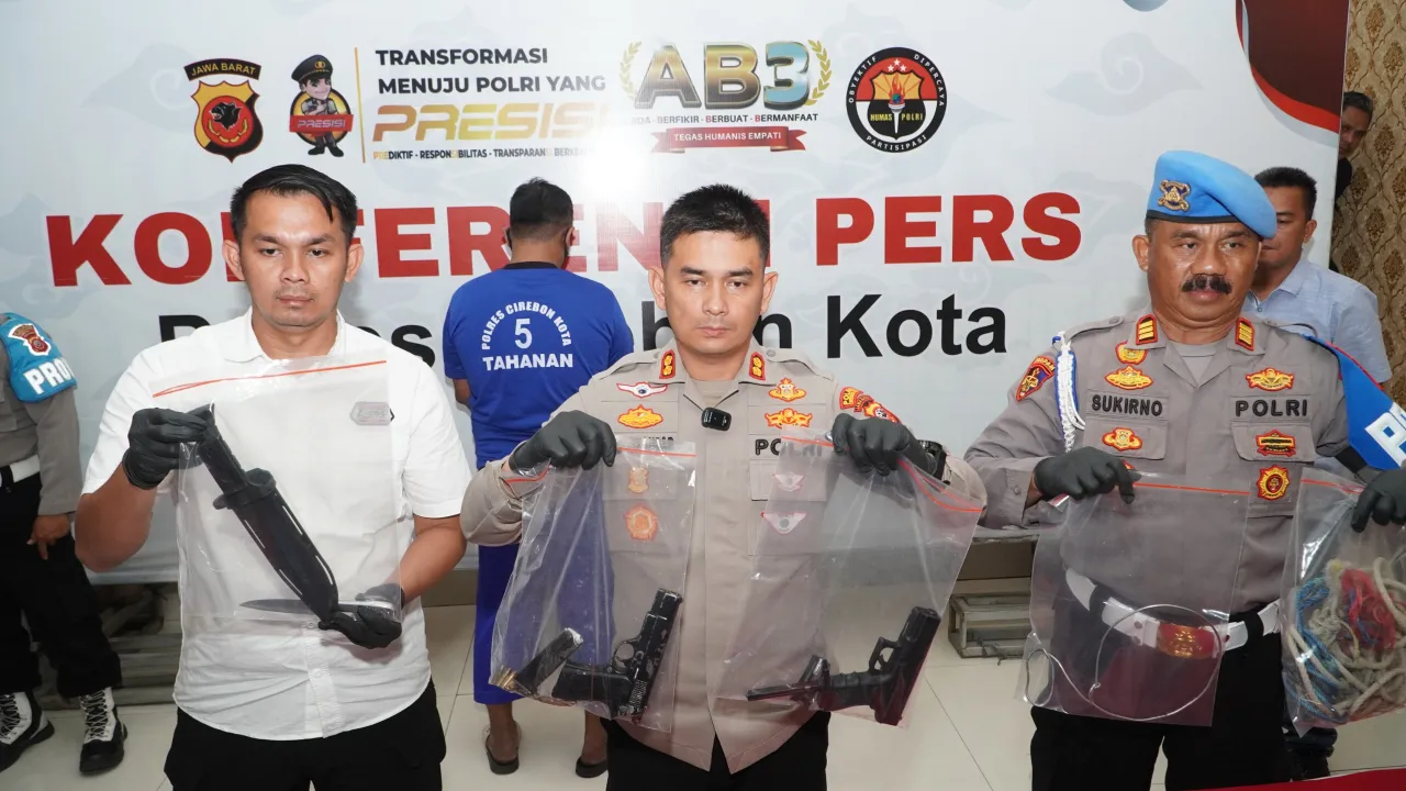 Polres Cirebon Kota Amankan Pria Bersenjata Api Aniaya Penjual Kopi