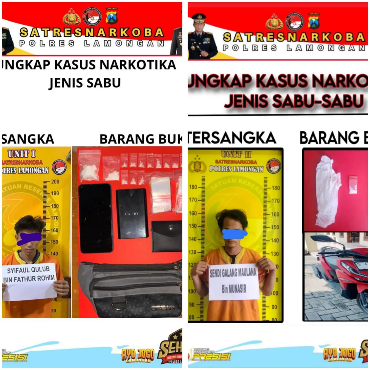 Satresnarkoba Polres Lamongan, Meringkus 2 Pemuda Pengedar Sabu