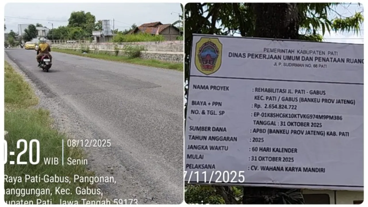 Proyek Rehabilitasi Jalan Pati Gabus Terhenti, Warga Pertanyakan Transparansi dan Dugaan Penyeleweng