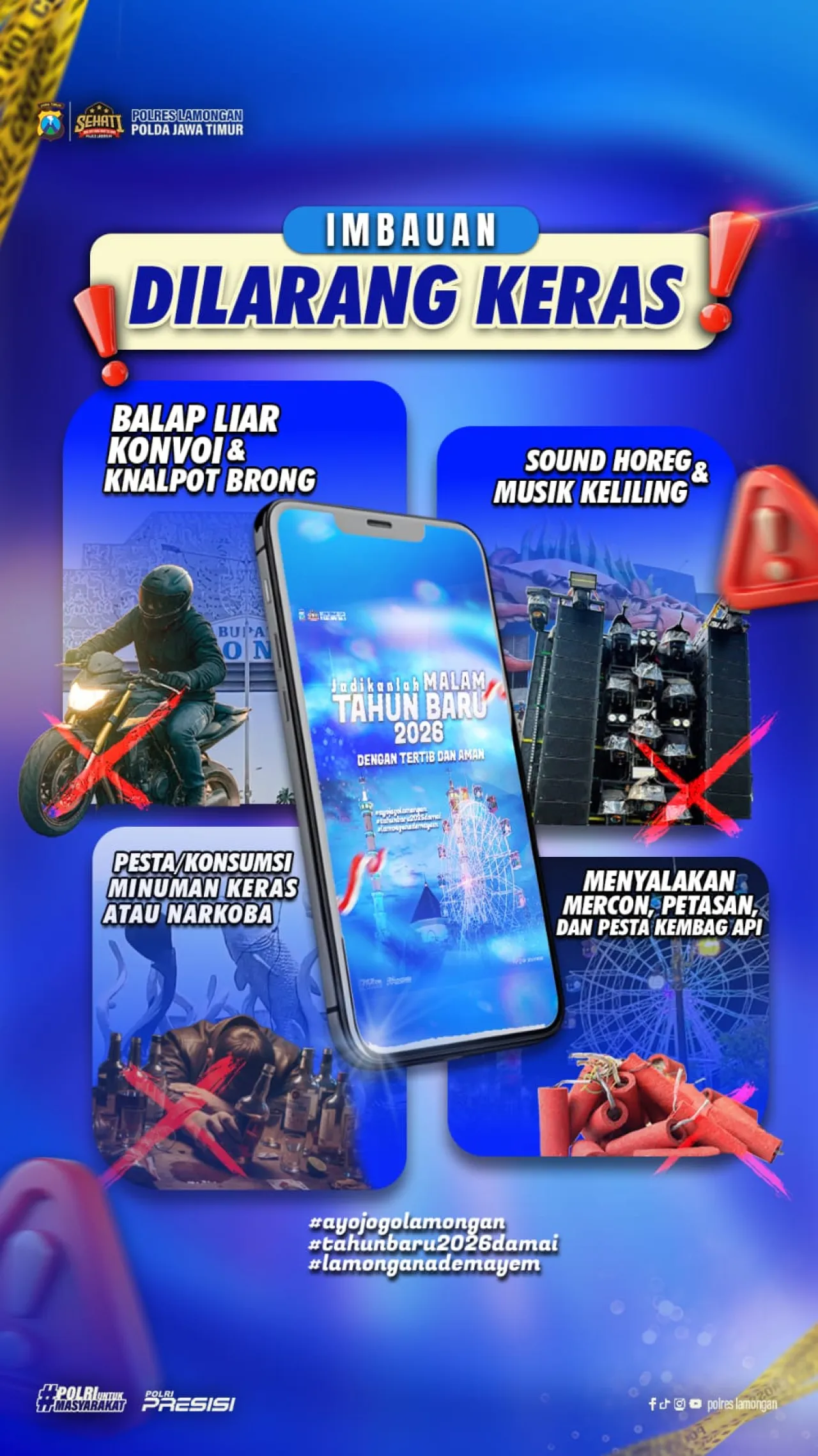 Polres Lamongan Sampaikan Imbauan Kamtibmas Jelang Perayaan Tahun Baru 2026