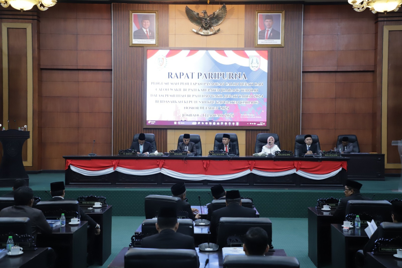 DPRD Kabupaten Jombang Mengumumkan Penetapan Pasangan Bupati dan Wakil Bupati Terpilih