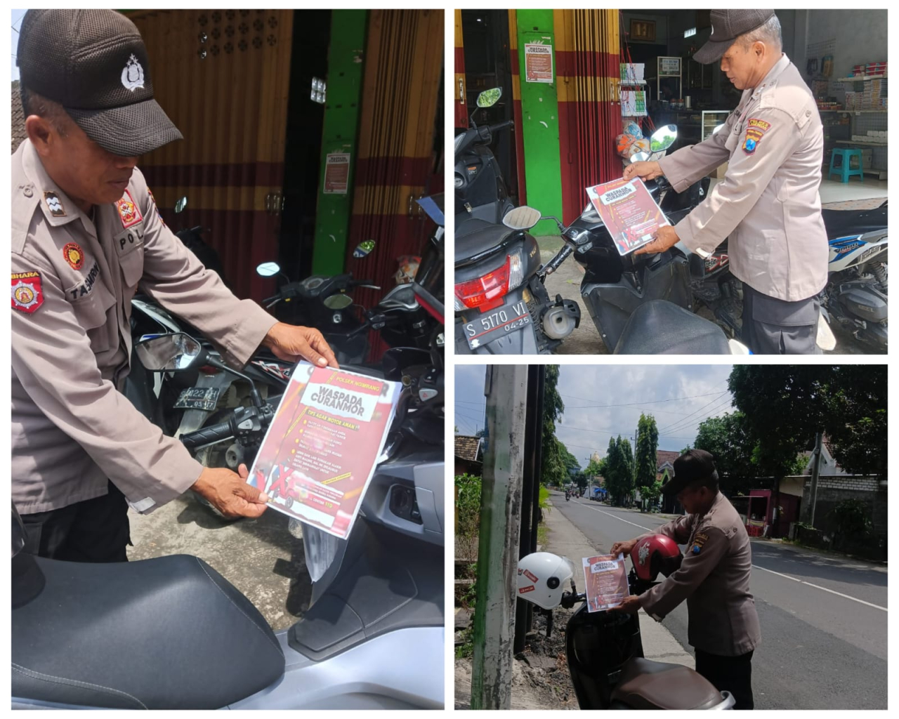 Polsek Ngimbang Melaksanakan Kegiatan Pemasangan Famlet Himbauan Waspada Curanmor Di Wil. Ngimbang