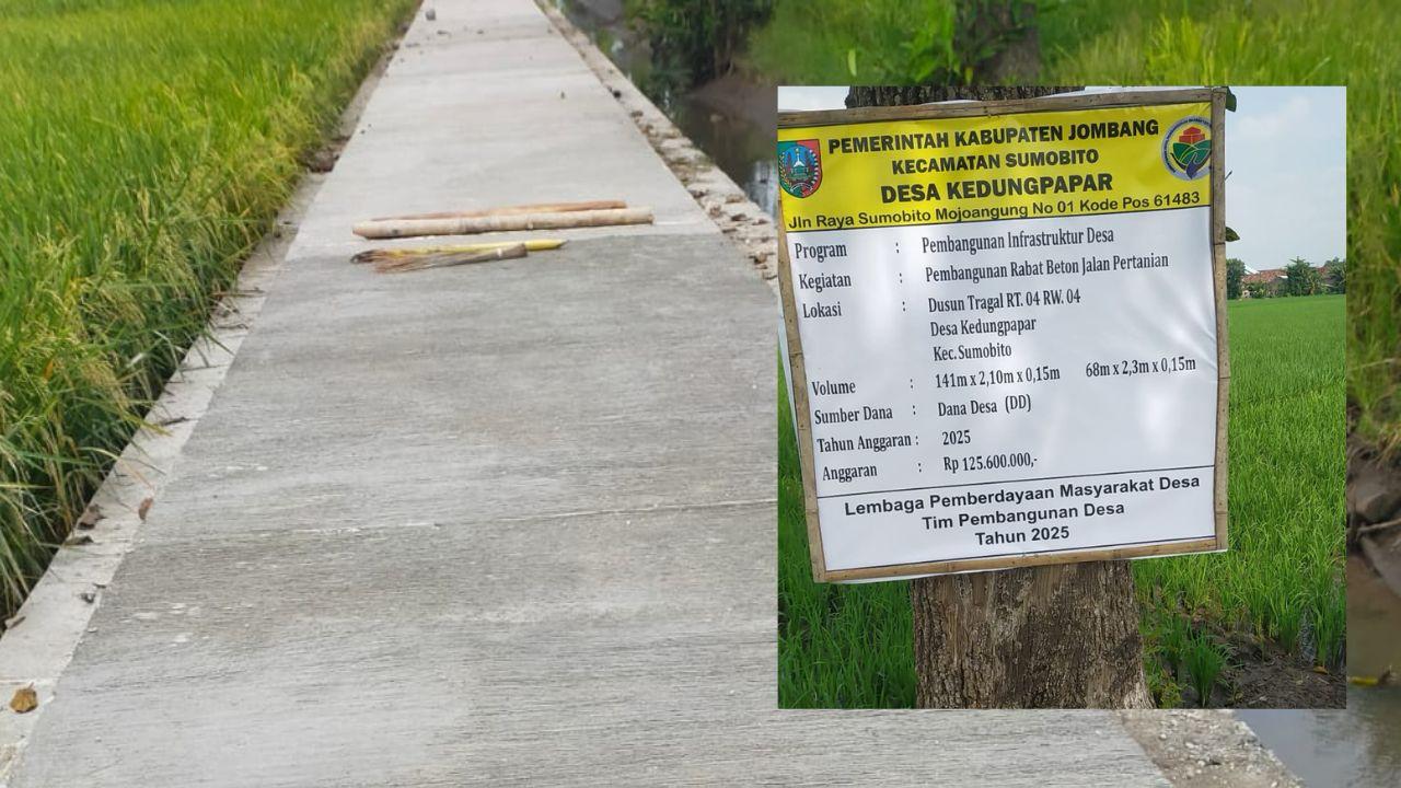 Pembangunan Infrastruktur Rabat Beton Tingkatkan Akses Pertanian di Desa Kedungpapar Kecamatan Sumob