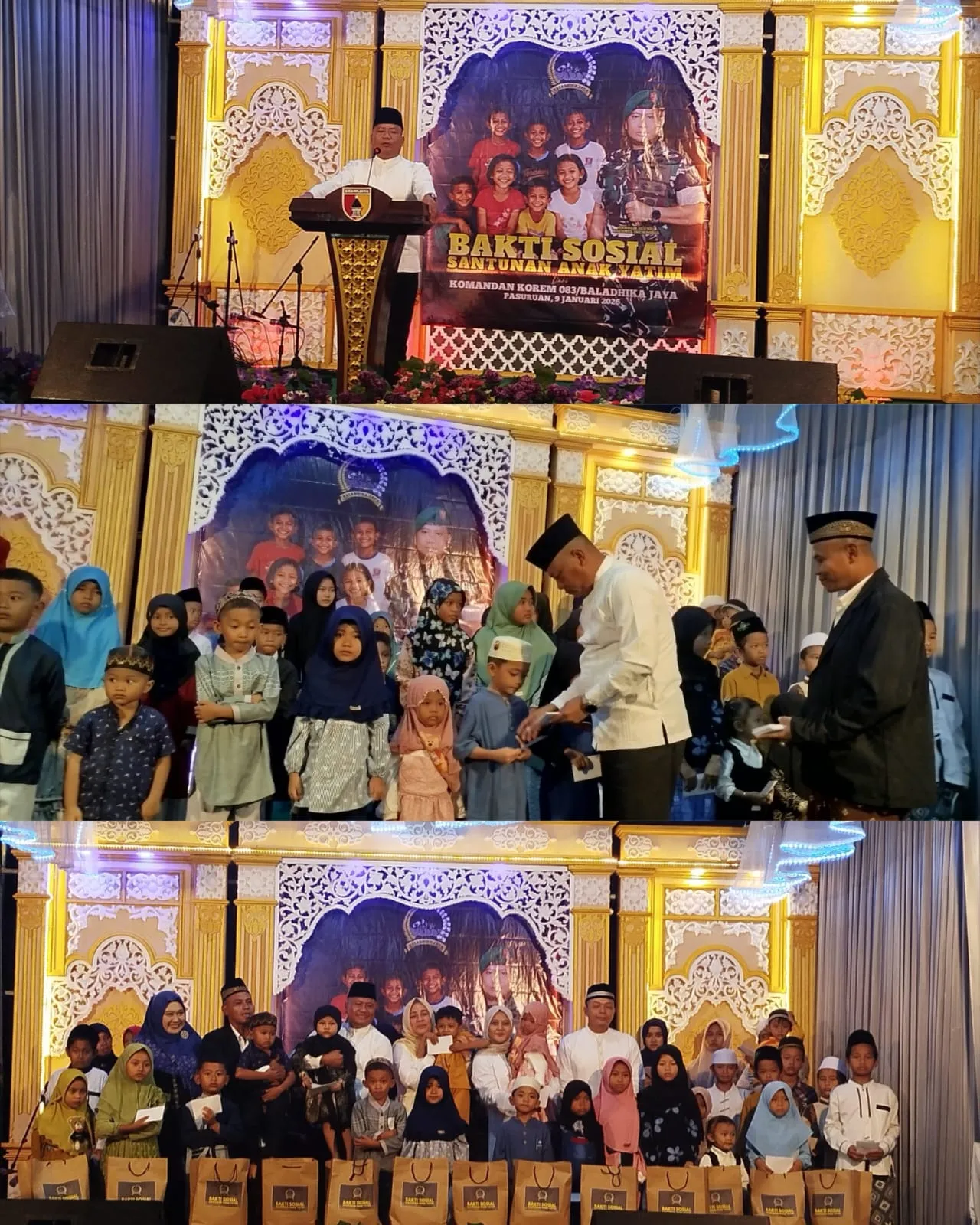 Danrem 083/Bdj Bersama Dandim 0819/ Pasuruan Berikan Santunan Anak Yatim di Winongan