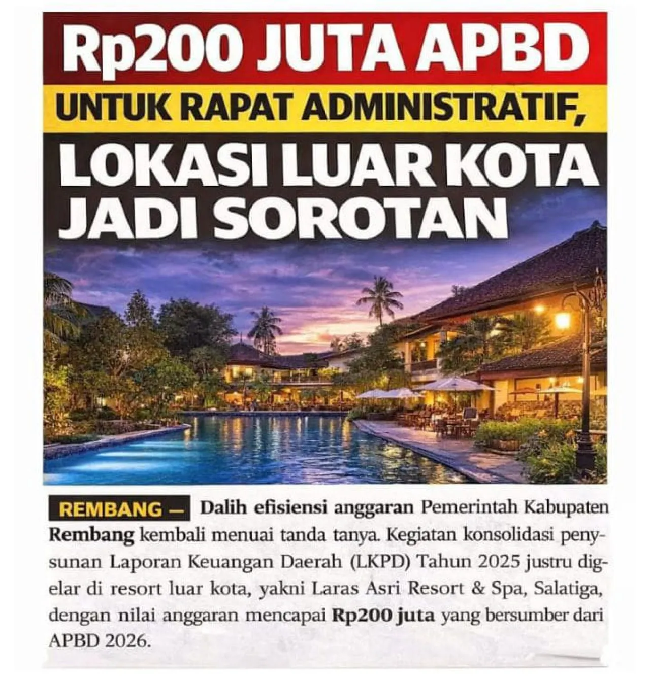 Rawan Temuan BPK, Konsolidasi Administrasi Eksternal LKPD Rembang Disotot