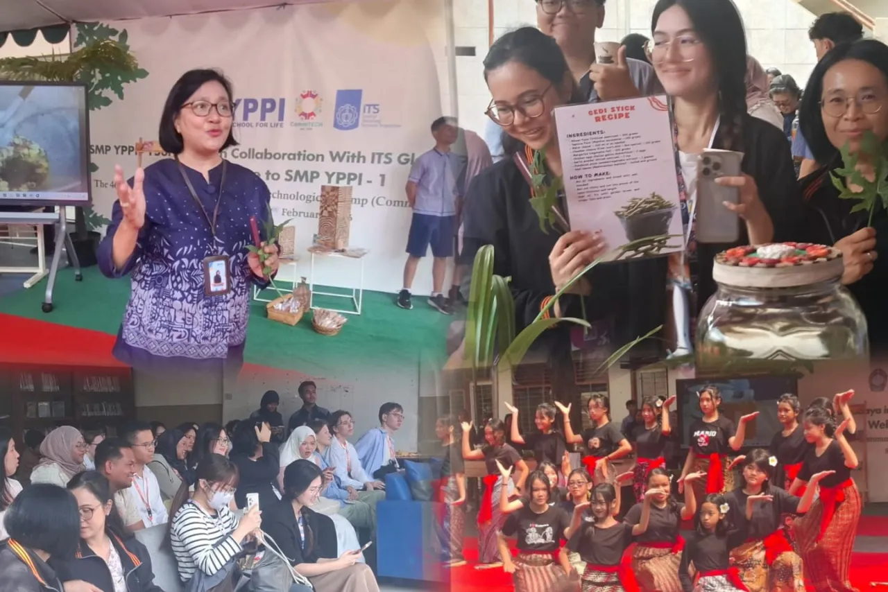 Kepala SMP YPPI-1 Surabaya, Dra. Titris Hariyanti Utami, M.Si., "Sekolah YPPI-1 Surabaya Kelola Limbah Batik Gedi Jadi Lilin Aromaterapi, Tamu 10 Negara Ikut Belajar SDGs,"