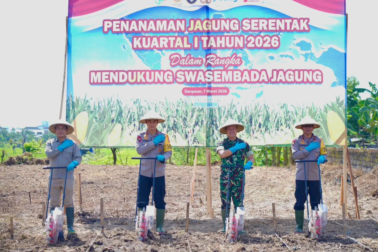 Dukung Program Swasembada Pangan Tahun 2026, Polda Bali Tanam Jagung Serentak