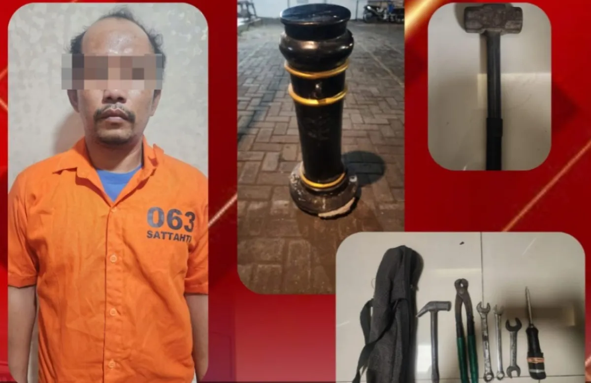 Polsek Pabean Cantikan Tangkap DPO Pencurian 14 Bollard Pemkot Surabaya, Kerugian Rp22 Juta