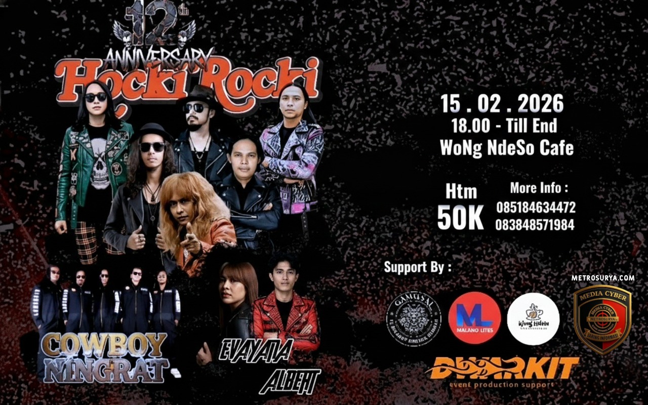Rayakan 12 Tahun Bertransformasi , Group Band Hocki Rocki Guncang Panggung Rock Malang