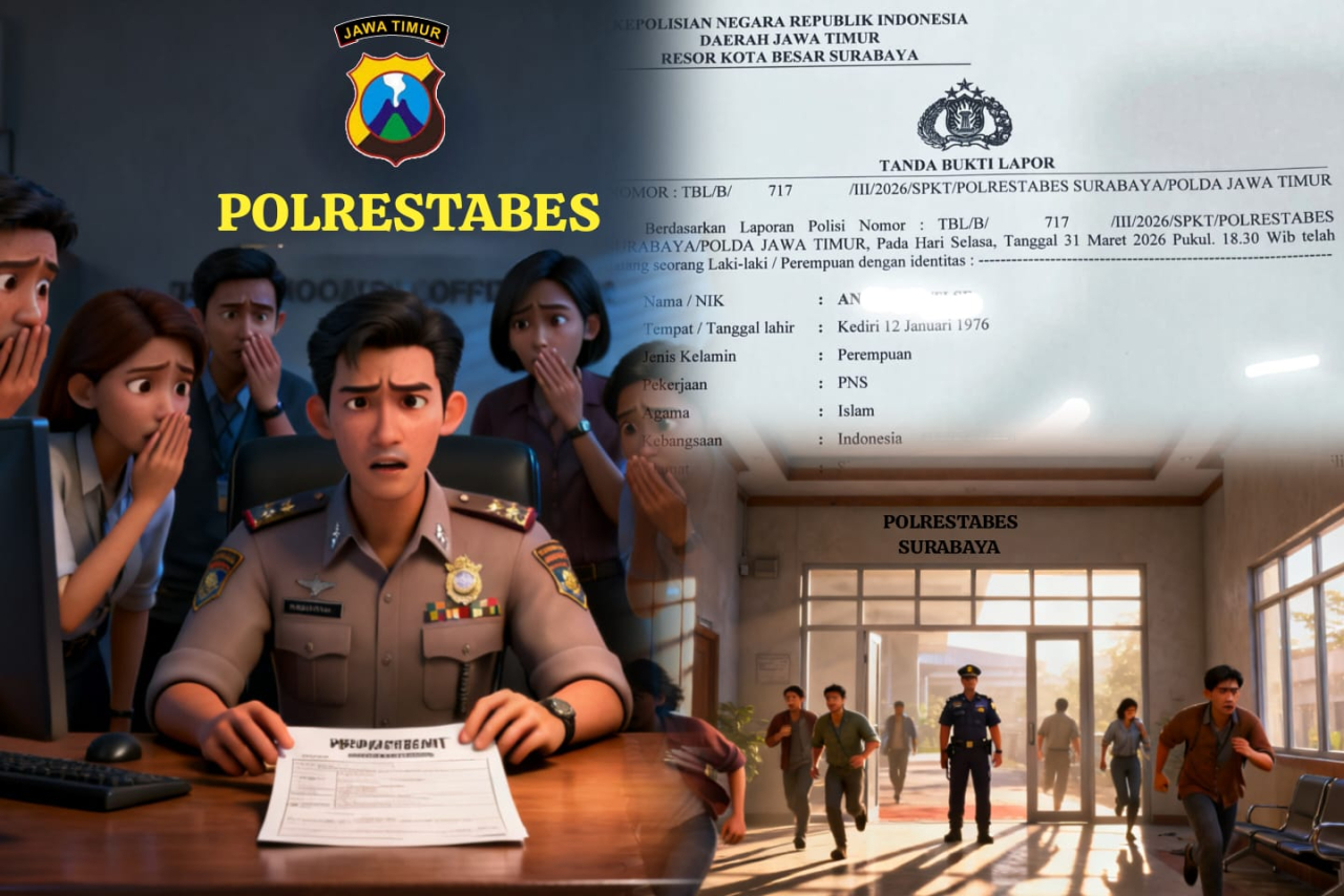 Foto:Surat SPKT/Polrestabes Surabaya, dan ilustrasi kantor kepolisian
