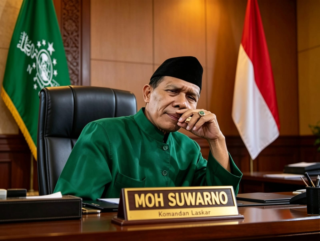 Foto: Moh Suwarno, Ketua Laskar Lowo Ijo sekaligus mantan Komandan Banser Kobra Muktamar Cipasung 1994