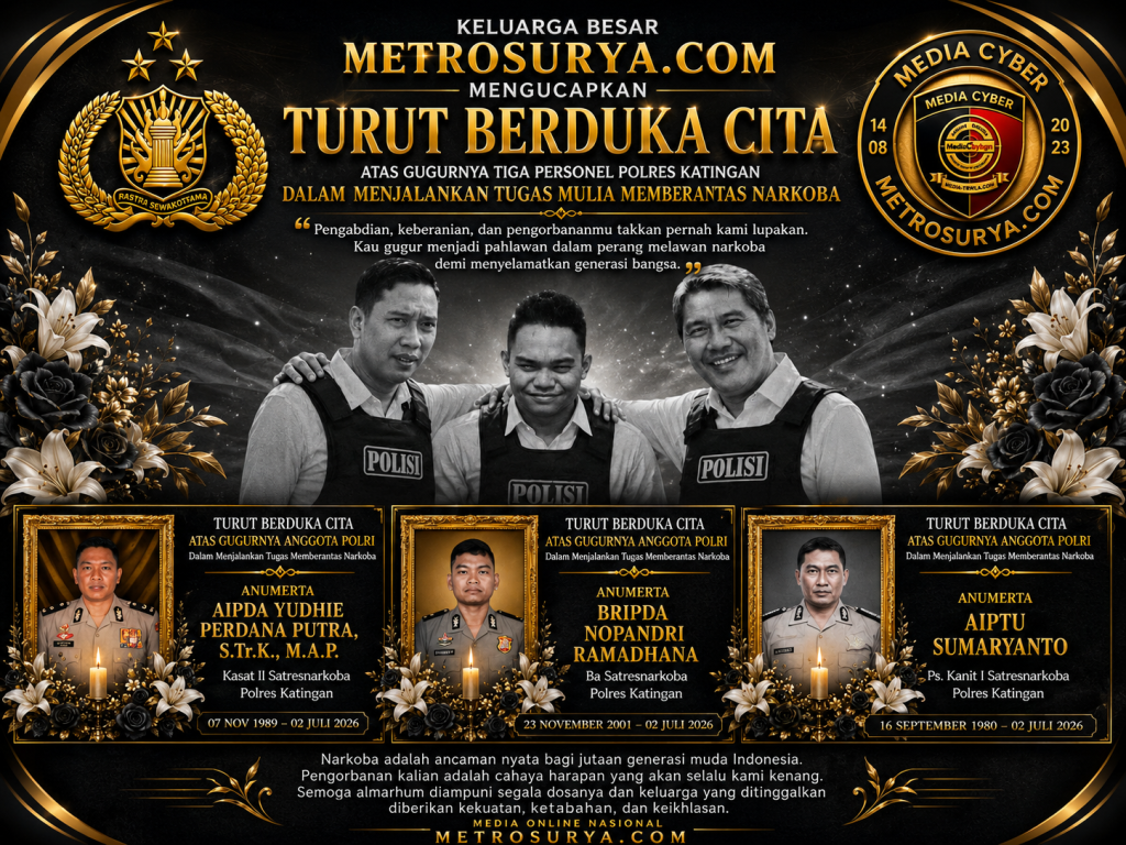 Keluarga Besar Metrosurya.com Sampaikan Duka Mendalam atas Gugurnya Tiga Personel Polri di Katingan